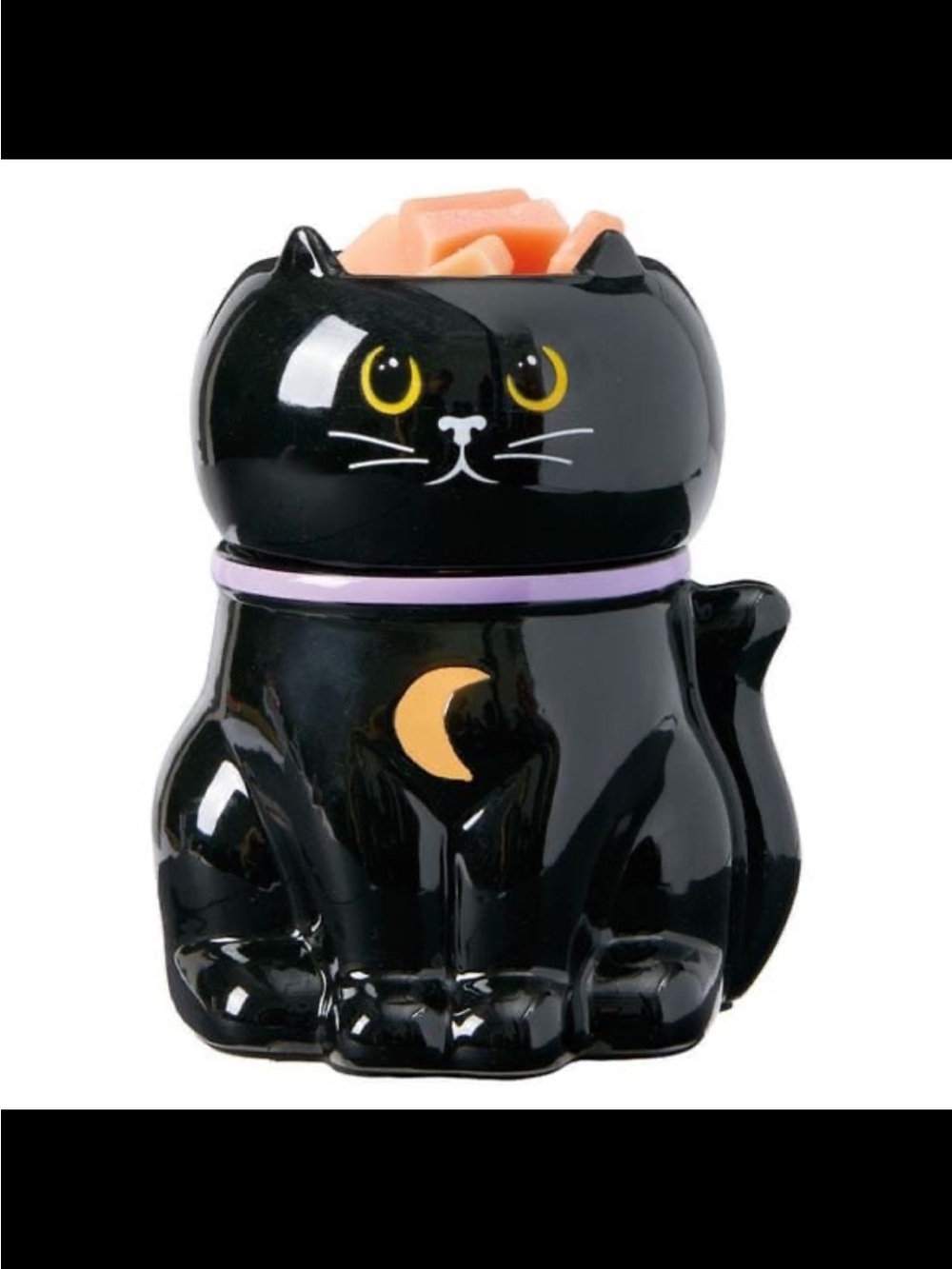 New ALDI The Halloween Collection Black Cat Ceramic Light Up Wax Warmer NIB